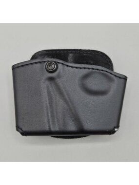 Safariland Black Leather Belt Holster Model 573 Open Top Cuffs Pouch Glock 17 22